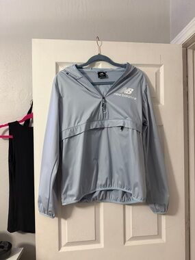 New Balance Light Blue Hooded Half-Zip Pullover